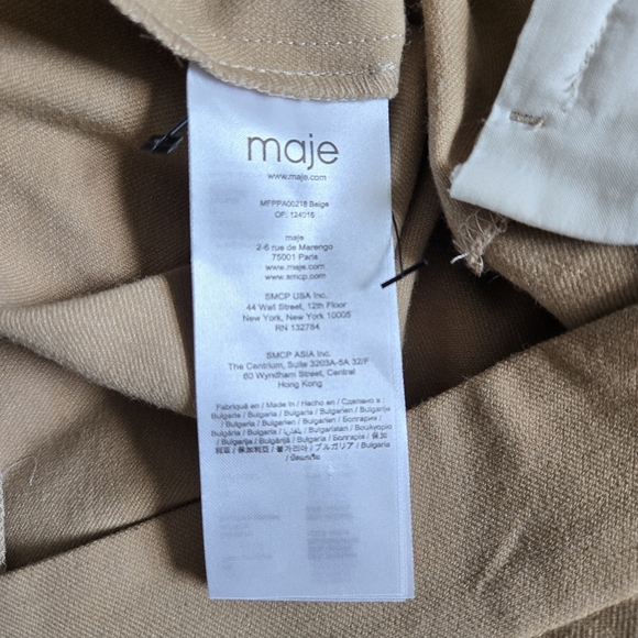 New MAJE Pielsa Mid-Rise Stretch-Woven Beige Trousers Pants NWT Size 8 US/40 FR - Picture 14 of 14